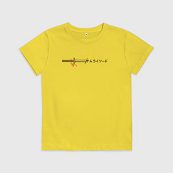 Футболка хлопковая детская Катана самурая - японский стиль, цвет: желтый