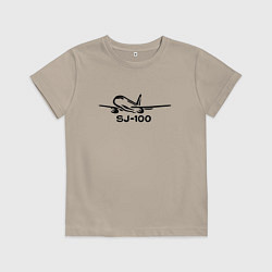Детская футболка Sukhoi Superjet 100 черный с надписью