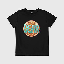Футболка хлопковая детская Медведь и надпись, цвет: черный