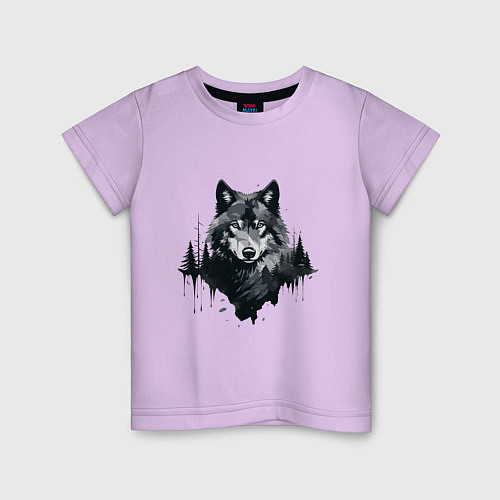 Детская футболка Волк и лес / Лаванда – фото 1