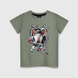 Футболка хлопковая детская Bully is an NHL forward - ai art, цвет: авокадо