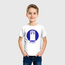 Футболка хлопковая детская Tardis police, цвет: белый — фото 2