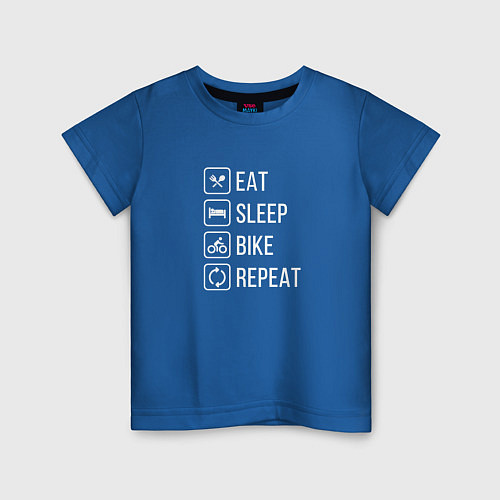 Детская футболка Eat sleep bike repeat / Синий – фото 1