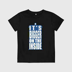 Футболка хлопковая детская Its bigger on the inside, цвет: черный