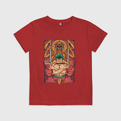 Футболка хлопковая детская One piece Зоро бог, цвет: красный