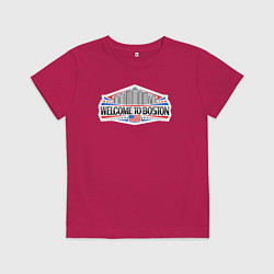 Футболка хлопковая детская Бостон - добро пожаловать, цвет: маджента