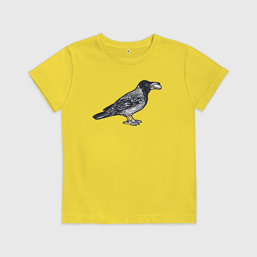 Детская футболка Ворона с денежкой / Желтый – фото 1