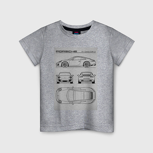 Детская футболка Porsche 911 гоночный автомобиль / Меланж – фото 1