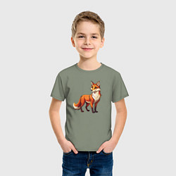 Футболка хлопковая детская Внимательная лиса, цвет: авокадо — фото 2
