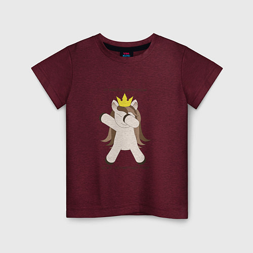Детская футболка Бессмертный пони единорог в короне подарок трудого / Меланж-бордовый – фото 1