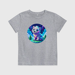 Футболка хлопковая детская Белый медвежонок в Арктике, цвет: меланж