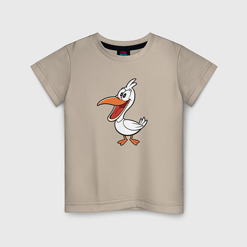 Детская футболка Довольный пеликан / Миндальный – фото 1