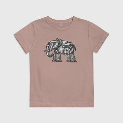 Футболка хлопковая детская Механический слон, цвет: пыльно-розовый