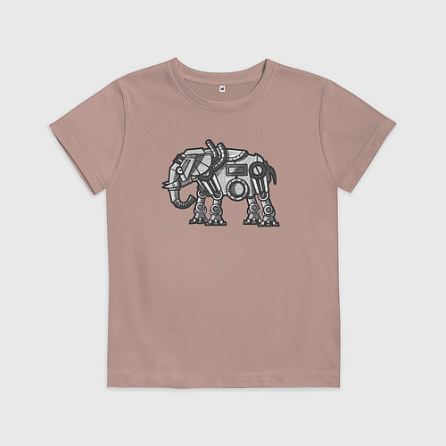 Детская футболка Механический слон / Пыльно-розовый – фото 1