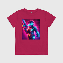 Детская футболка Minecraft and cyberpunk collaboration - neon glow