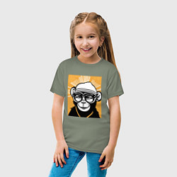 Футболка хлопковая детская Обезьяна и очки, цвет: авокадо — фото 2