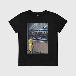 Футболка хлопковая детская BMW арт, цвет: черный