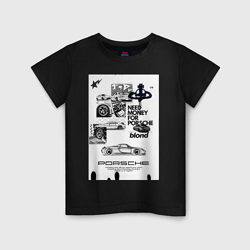 Детская футболка Porsche автомобиль / Черный – фото 1
