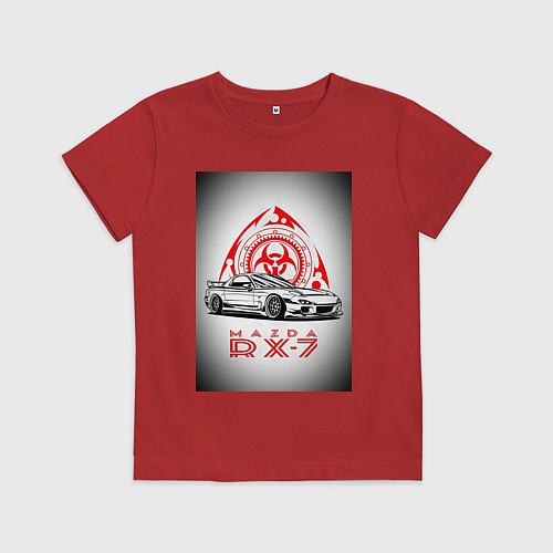Детская футболка Mazda rx-7 автомобиль / Красный – фото 1