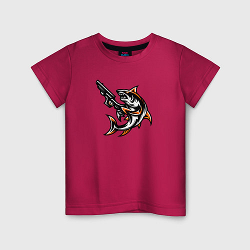 Детская футболка Акула с пистолетом / Маджента – фото 1