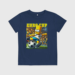 Футболка хлопковая детская Euro cup - Bart Simpson, цвет: тёмно-синий