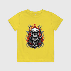 Футболка хлопковая детская Рок музыкант череп, цвет: желтый