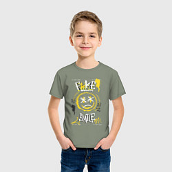 Футболка хлопковая детская Фальшивая улыбка, цвет: авокадо — фото 2