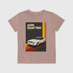 Футболка хлопковая детская Audi Quattro автомобиль, цвет: пыльно-розовый