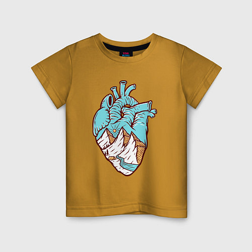 Детская футболка Сердце и горы / Горчичный – фото 1