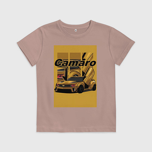 Детская футболка Chevrolet Camaro авто / Пыльно-розовый – фото 1