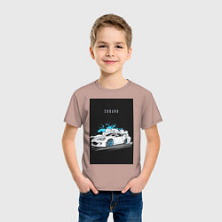 Футболка хлопковая детская Subaru авто, цвет: пыльно-розовый — фото 2