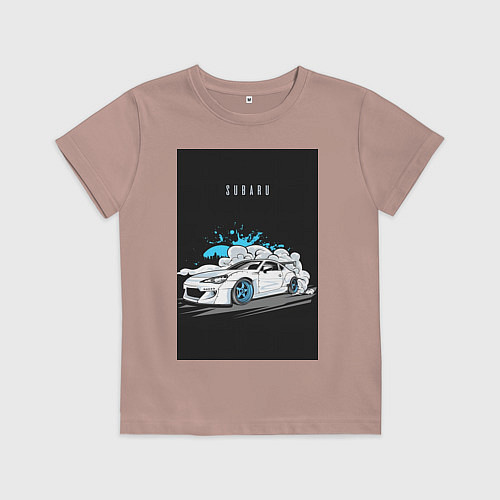 Детская футболка Subaru авто / Пыльно-розовый – фото 1