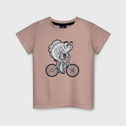 Детская футболка Рыбка на велике / Пыльно-розовый – фото 1
