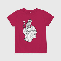 Футболка хлопковая детская Мартышка в голове, цвет: маджента