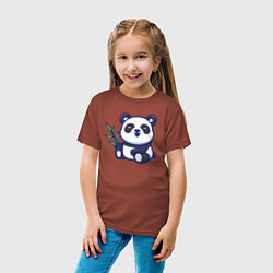 Футболка хлопковая детская Панда с веточкой, цвет: кирпичный — фото 2