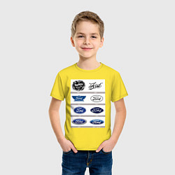 Футболка хлопковая детская Ford логотип, цвет: желтый — фото 2