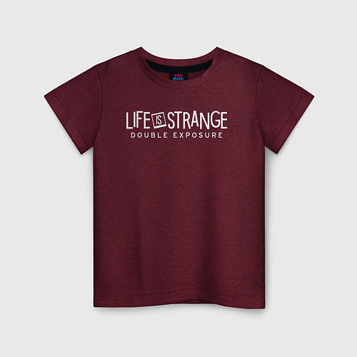 Детская футболка Life is strange double exposure logotypе / Меланж-бордовый – фото 1