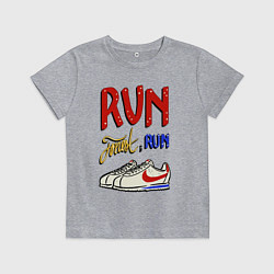 Футболка хлопковая детская Форест Гамп - беги Форрест беги, цвет: меланж