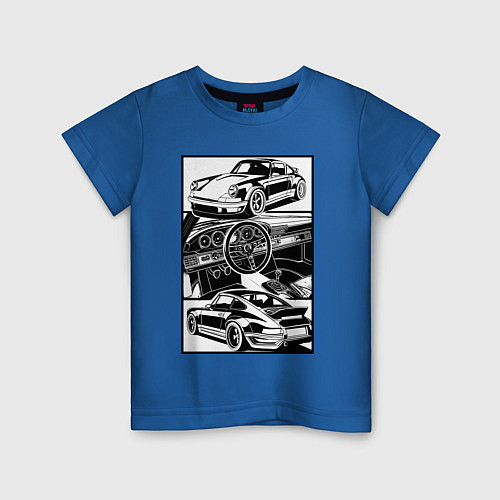 Детская футболка Porsche автомобиль классический / Синий – фото 1