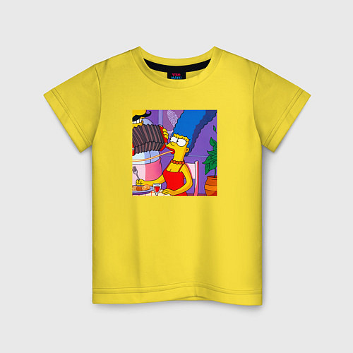 Детская футболка Мардж Симпсон спагетти болоньезе / Желтый – фото 1