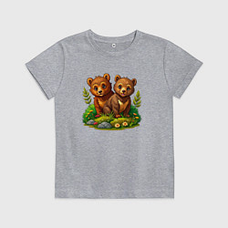 Футболка хлопковая детская Два медвежонка, цвет: меланж