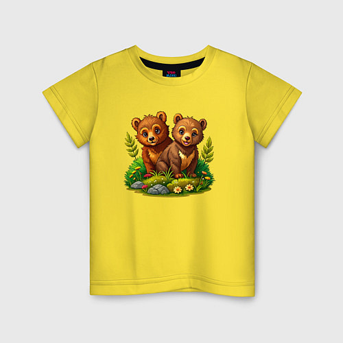 Детская футболка Два медвежонка / Желтый – фото 1