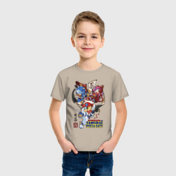 Футболка хлопковая детская Samurai pizza cats, цвет: миндальный — фото 2
