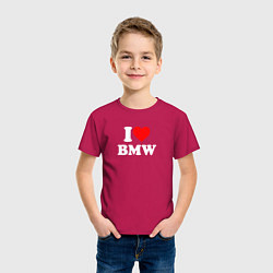 Футболка хлопковая детская I love my BMW, цвет: маджента — фото 2
