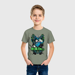 Футболка хлопковая детская Моя геройская академия главный герой Деку, цвет: авокадо — фото 2