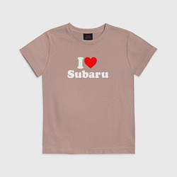 Футболка хлопковая детская I love Subaru sport, цвет: пыльно-розовый