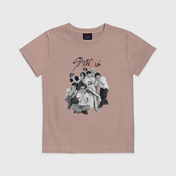 Футболка хлопковая детская Stray Kids 6th Anniversary, цвет: пыльно-розовый