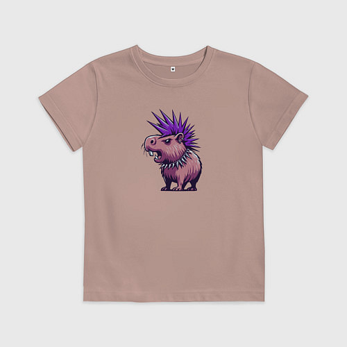 Детская футболка Суровая панк капибара / Пыльно-розовый – фото 1