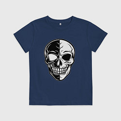 Детская футболка Черно белый череп