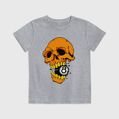 Детская футболка Череп и бильярдный шар 8 / Меланж – фото 1